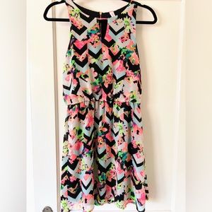 Neon chevron mini dress